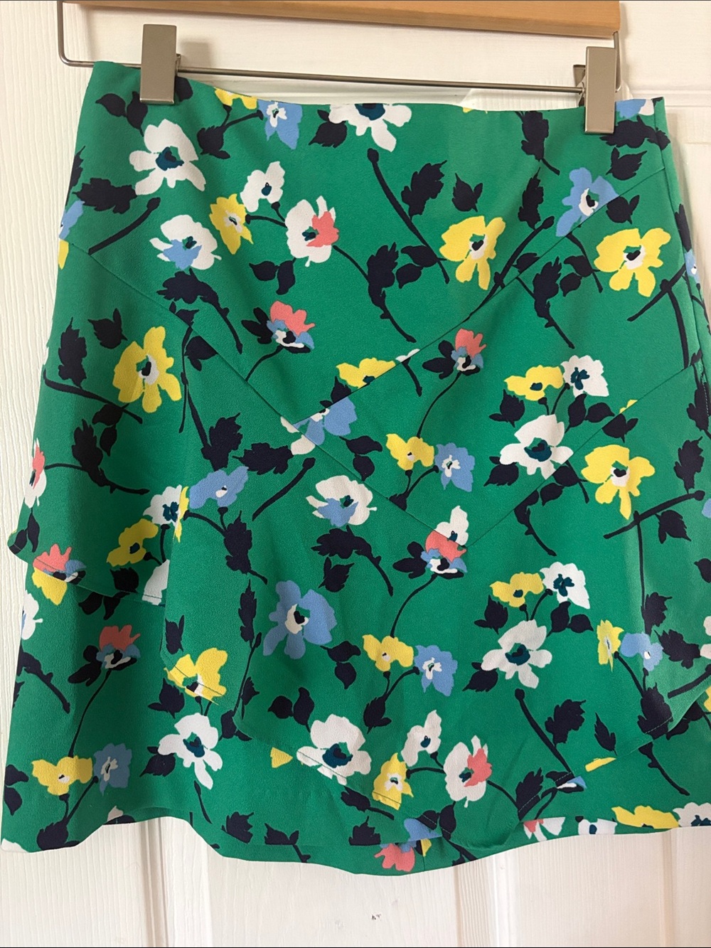 Banana Republic Green Floral Asymmetrical Panel Skirt
